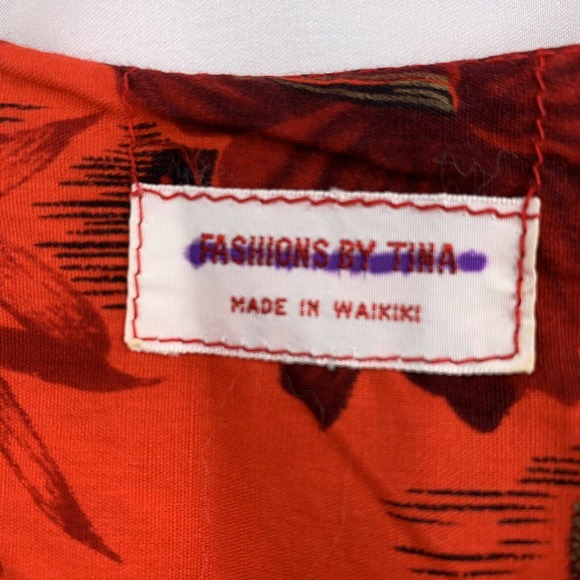 Fashions By Tina Tropical Hawaiian Red Dress - Picture 4 of 4